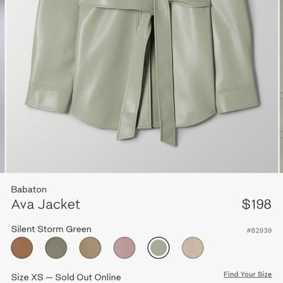 Aritzia Babaton Ava Vegan Leather Belted Shirt Jacket in Silent Storm Green S - Picture 2 of 15